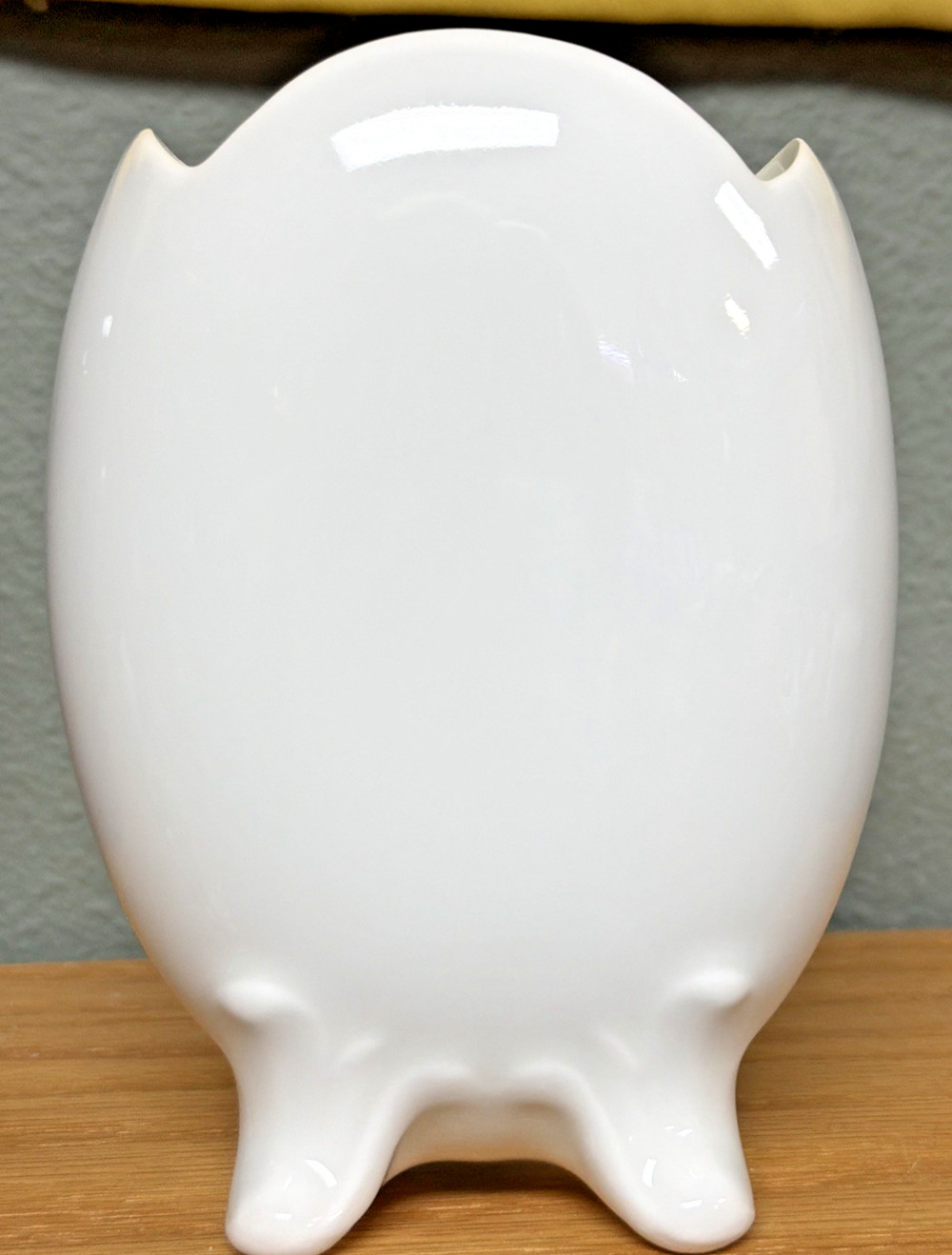 Vintage PM Bavaria Germany White Porcelain Vase Spooner Embossed Scalloped